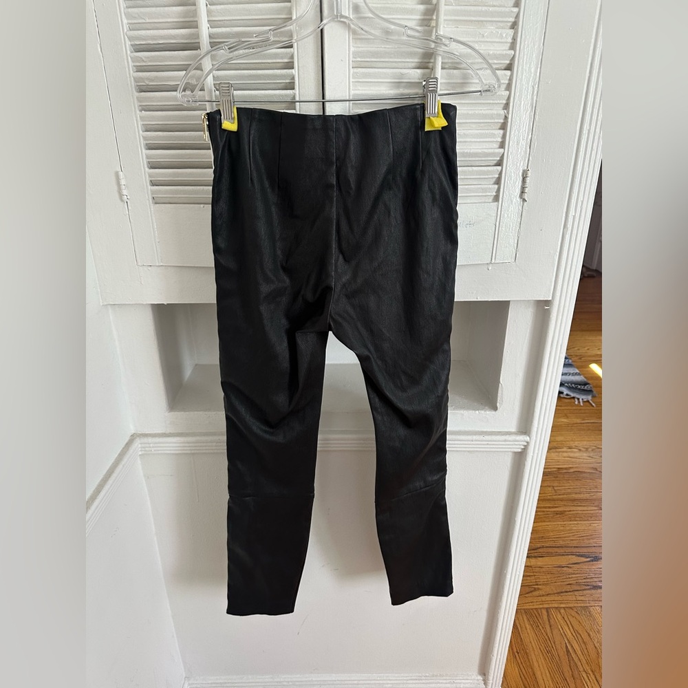Rag & Bone Black Leather Leggings w/ Gold Zippers - Picture 3 of 7